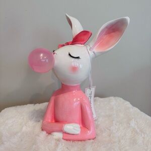 Cupcakes And Cashmere Pink Easter Bunny With Eyelashes Blowing Bubble Gum NEW